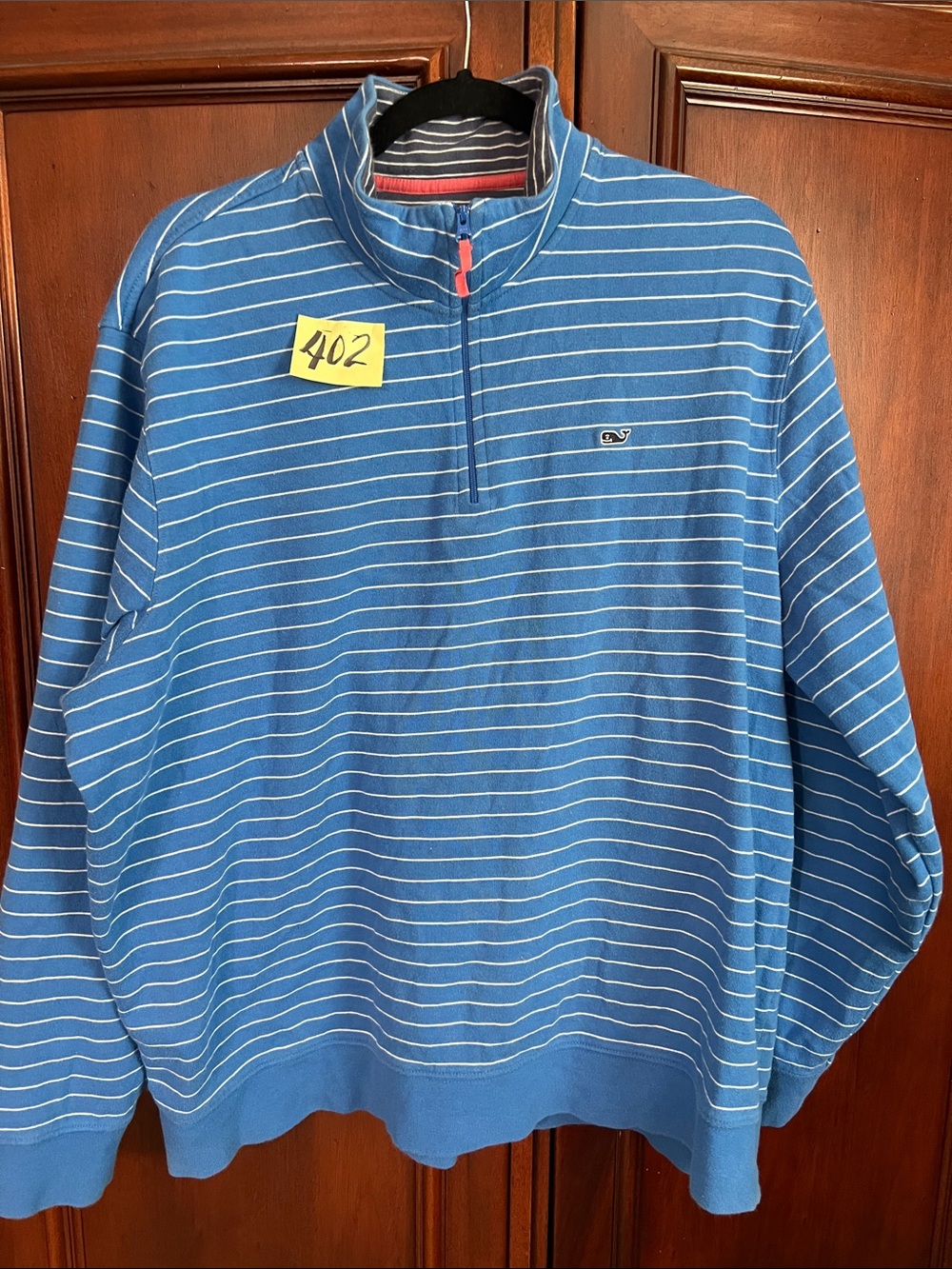 Vineyard Vines Blue and White Striped quarter -Zip Pullover Size XXL